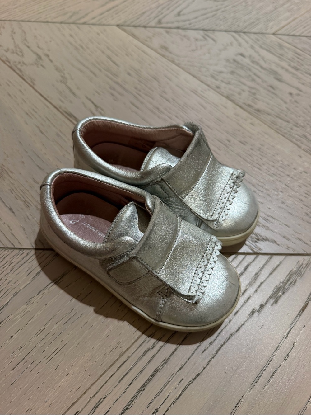 Jacadi Kids Metallic Gold Slip-On Sneakers with Velcro